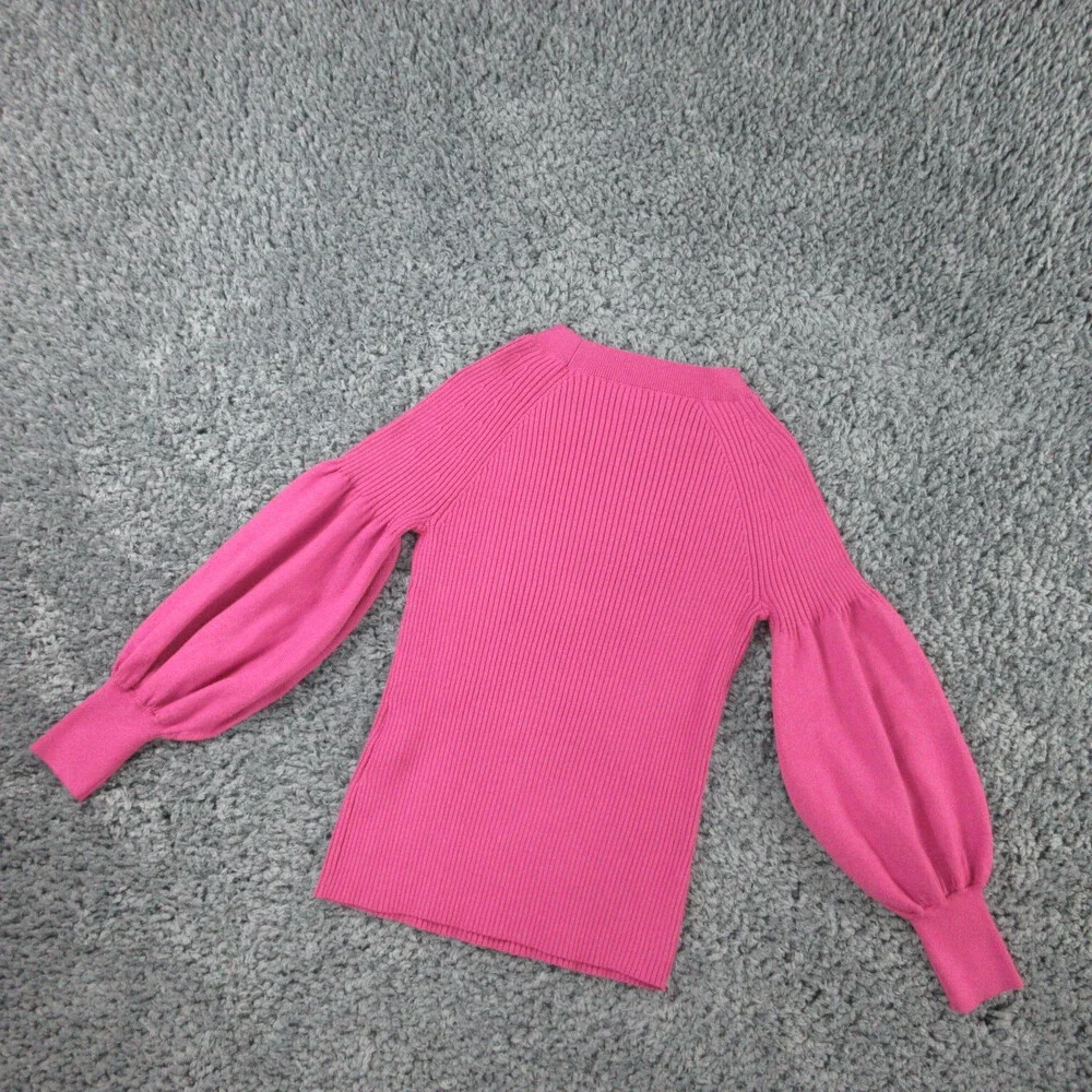 Chico's Sweater Womens 0 US XS/4 Purple Ribbed Puff Long Sleeve Pullover